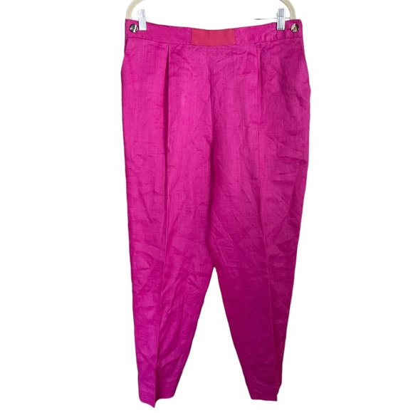 Vintage TOTO n KO 100%‎ Linen Hot Pink Ankle Pant - Picture 1 of 7